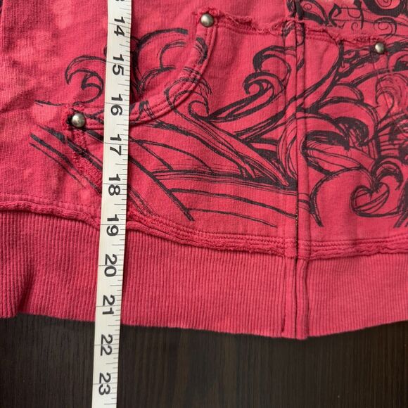 Key Y2K Jacket Womens Small Koi Fish Studded Hoodie Tattoo Art Asian Key Closet - Picture 11 of 12